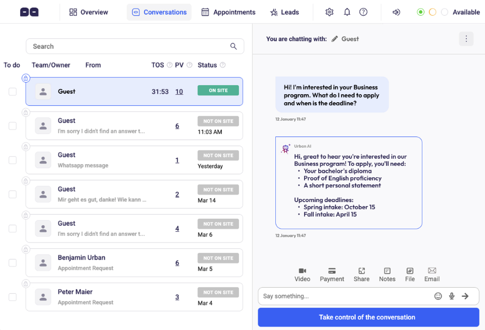 Dashboard for Managing Customer Communications