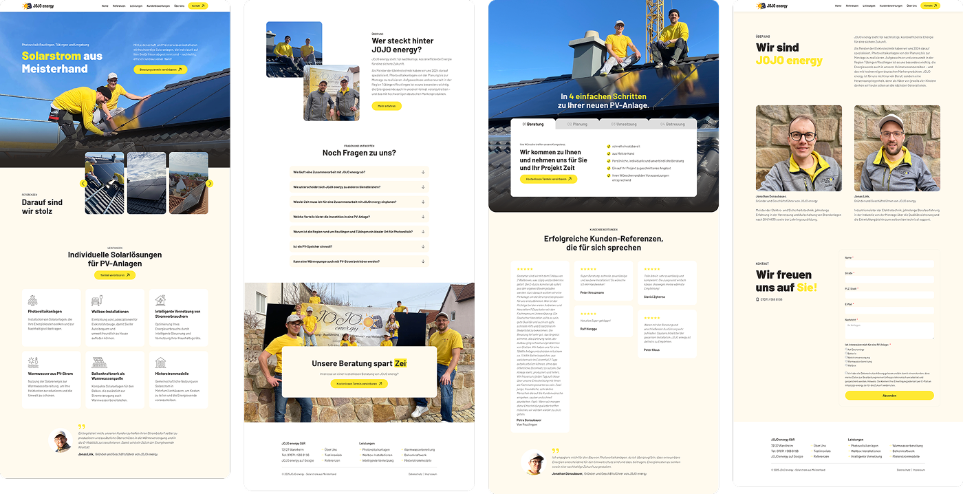 Webdesign für JOJO energy