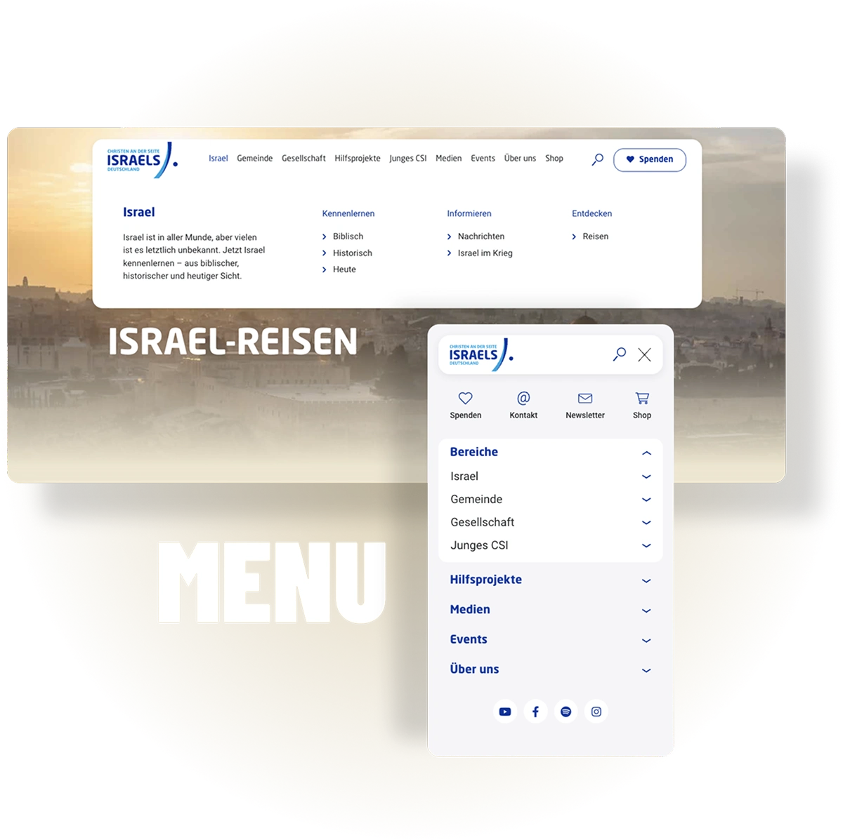Mega Menu für Christen an der Seite Israels