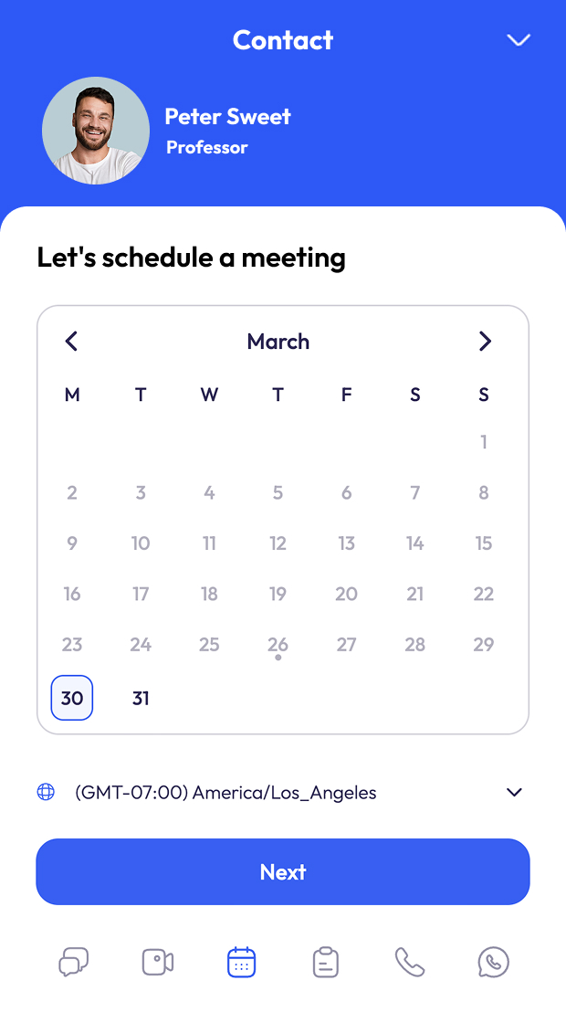 Scheduling widget – Client Communication